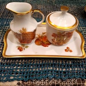 Vintage 1960's Jaeger Germany "Harvest" Fruit Orchard Creamer and Sugar Bowl set